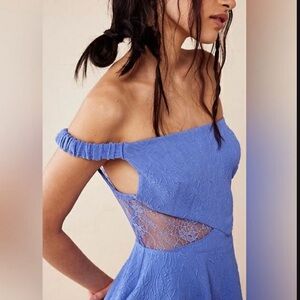 Free People Brooklyn Mini Dress Blue Medium NWOT